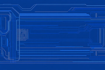 Poster - Futuristic vector illustration of a blue circuit board with intricate digital tech elements, perfect for advanced technology backgrounds.	
