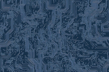 Poster - Futuristic vector illustration of a blue circuit board with intricate digital tech elements, perfect for advanced technology backgrounds.	
