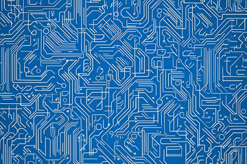 Poster - Futuristic vector illustration of a blue circuit board with intricate digital tech elements, perfect for advanced technology backgrounds.	
