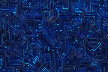 Poster - Futuristic vector illustration of a blue circuit board with intricate digital tech elements, perfect for advanced technology backgrounds.	
