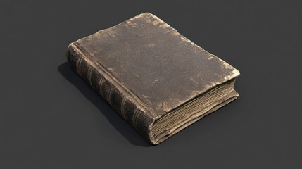 Poster - A weathered antique book rests on a dark surface