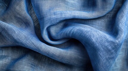 Aufkleber - A close-up view of soft, textured blue fabric, showcasing its folds and weave.