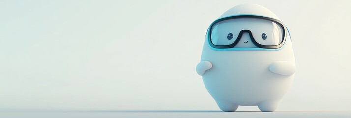 Poster - A cute, round character wearing goggles, appearing playful and friendly.