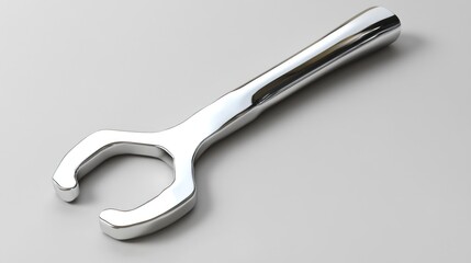 Poster - Polished Chrome Wrench Isolated On White Background