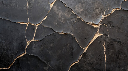 Poster - Surface fracturing to expose hidden textures, forming an abstract arrangement of cracks and pieces