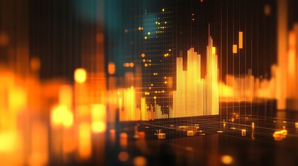 Aufkleber - Vibrant Orange and Blue Data Visualization Displaying Abstract Graphics for Technology Concepts : Generative AI