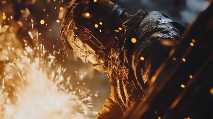 Poster - A Metalworker Crafts a Fiery Creation During Welding