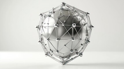 Leinwandbilder - A metallic geometric structure resembling a polyhedron with interconnected nodes.