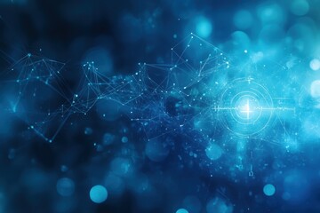 Aufkleber - Abstract digital art depicting data connectivity and technology in a vibrant blue tone