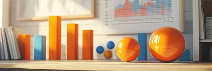 Aufkleber - A workspace featuring colorful graphs and geometric shapes, emphasizing data analysis.