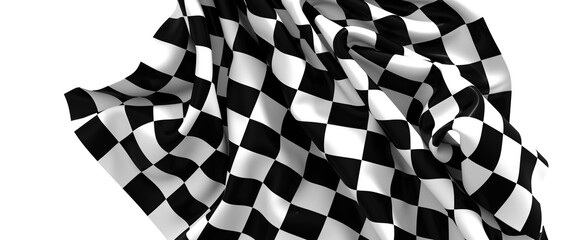 Aufkleber - Wavy racing checkered flag with diagonal folds. Realistic 3d render