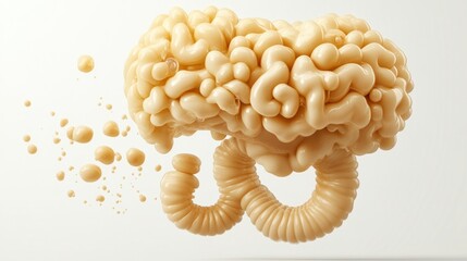 Poster - A stylized 3D rendering of a brain-like structure in a creamy texture.