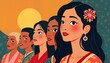 © miss irine - Diverse Asian American Pacific Islander women. Group portrait banner celebrates heritage month. Colorful digital art. Inclusion empowerment. Community pride. Cultural identity.