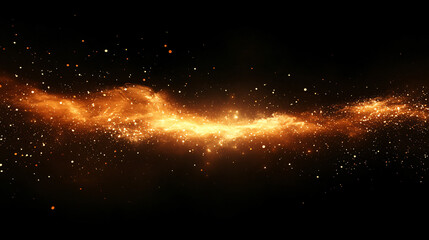 Aufkleber - Golden fire particles and light ray flowing on black background creating a magical abstract effect