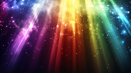 Poster - Colorful light rays illuminate a dark background creating a vibrant atmosphere during a festive event