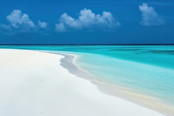 Wall Mural - Tranquil beach with white sand and clear turquoise water on a sunny day