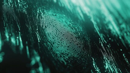 Leinwandbilder - A close-up of a fingerprint with a digital, abstract background.