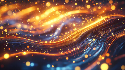 Wall Mural - Abstract 3d background with wavy lines and glowing lights. Galaxy Ripple Dreams. Illustration