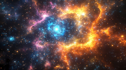 Wall Mural - 3d render, modern abstract galaxy with vibrant colors and intricate patterns to evoke background. space sky, galaxies 3d illustration. Galaxy Ripple Dreams. Illustration