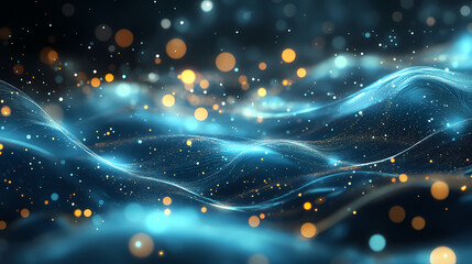 Wall Mural - Abstract 3d background with wavy lines and glowing lights. Galaxy Ripple Dreams. Illustration