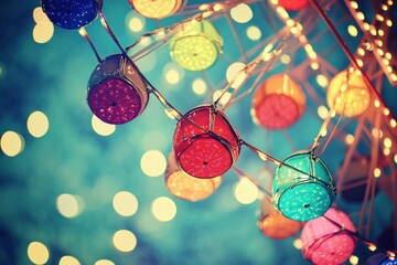 Poster - Colorful lanterns and fairy lights create a vibrant, festive atmosphere.
