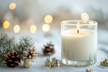 Wall Mural - candle light, festive mood, winter decor, bokeh glow