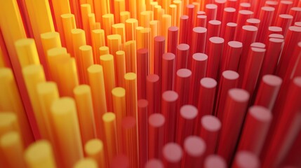 Poster - A vibrant gradient of cylindrical shapes in warm colors, suggesting depth and rhythm.