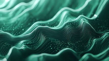 Wall Mural - Abstract background green wavy smooth minimal liquid design flow ripple curve futuristic topographic map data technology background. Abstract Wavy Patterns. Illustration