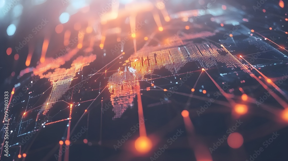 global network connection big data analytics and business concept world ...