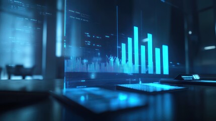 Leinwandbilder - A futuristic digital interface displaying data analytics and graphs.
