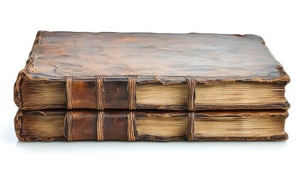 Poster - Two Antique Leather Bound Books Resting Together