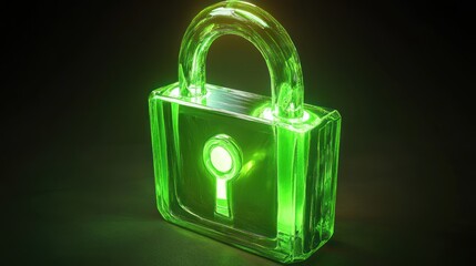 Poster - A glowing green padlock symbolizing security and protection.