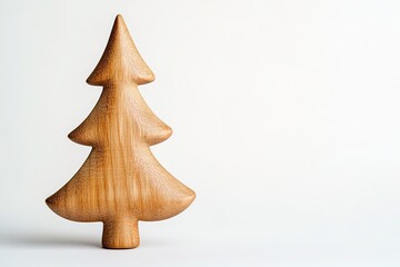 Wall Mural - wooden christmas tree on light background, minimalistic.