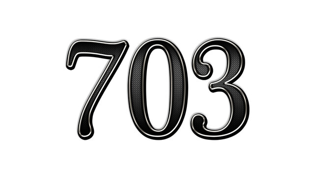black metal 3d design of number 703 on white background.