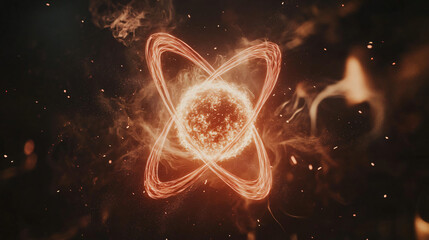 Aufkleber - Glowing star emitting energy with swirling trails of light and smoke, creating a captivating cosmic scene