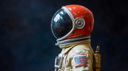 Wall Mural - a space astronaut figure wearing a helmet. side profile