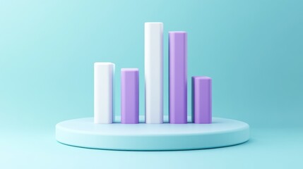 Poster - A 3D bar chart with pastel colors on a circular base, representing data visualization.