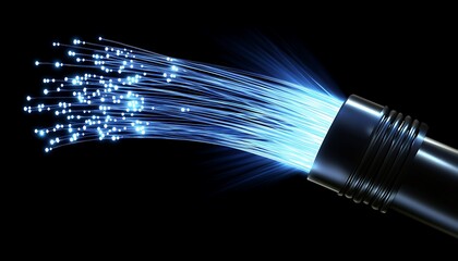 Poster - A fiber optic cable emitting light, symbolizing high-speed data transmission.