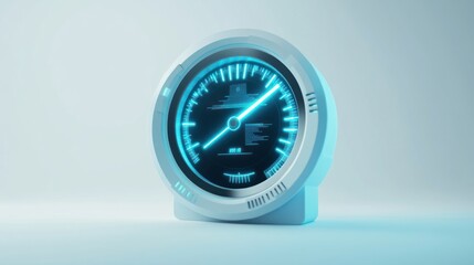 Poster - A futuristic gauge with a glowing blue display, suggesting technology or measurement.