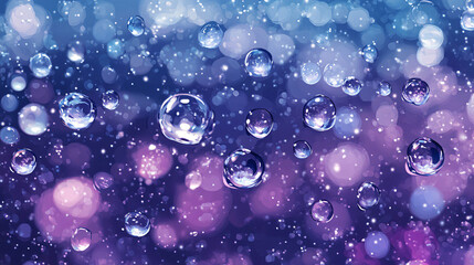 Aufkleber - Close-up of shimmering water droplets against a vibrant, bokeh-filled backdrop, evoking a surreal and abstract ambiance