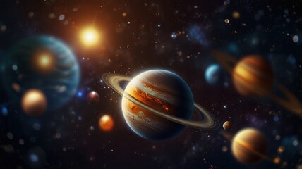 Wall Mural - cosmic panorama: planets and stars