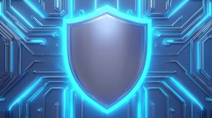 Poster - A glowing shield on a circuit board background, symbolizing security and protection.