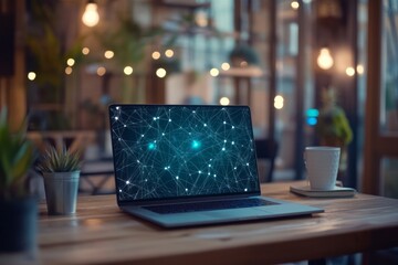 Fototapete - Advertisement backgrounds connection creativity desk horizontal indoors internet laptop life
