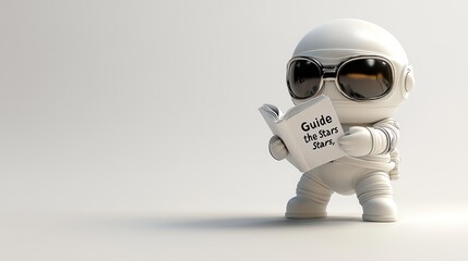 Poster - A cartoon astronaut reading a guidebook d 