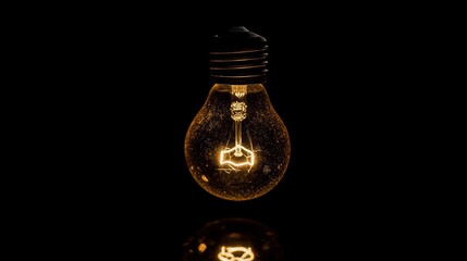 Poster - Glowing Lightbulb Against Dark Background