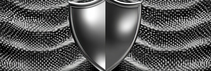 Poster - A stylized black and silver shield on a textured background, symbolizing protection or security.