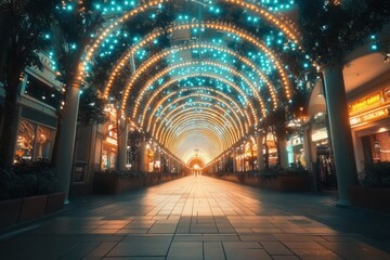 Poster - A beautifully lit walkway adorned with bright lights, creating an inviting atmosphere.