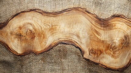 Poster - A smooth, natural wooden slab with unique grain patterns on a textured background.