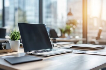 Fototapete - modern company manager workplace in bright office 