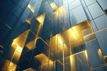 Aufkleber - Abstract composition of glass-like structures reflecting light.
